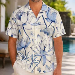 Blue Lotus Blooms for Relaxed Beach Days and Island Getaways for Botanical Lovers Hawaiian Shirt
