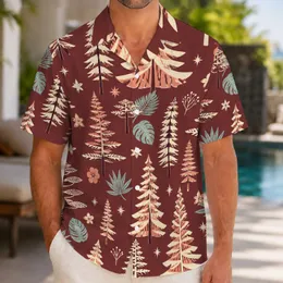 Burgundy Coastal Evergreen Motifs For Resort Getaways And Holiday Travel For Men Hawaiian Shirt