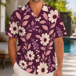 Cream Daisy And Blush Leaf Motifs For Island Getaways And Sunset Resort Evenings Hawaiian Shirt