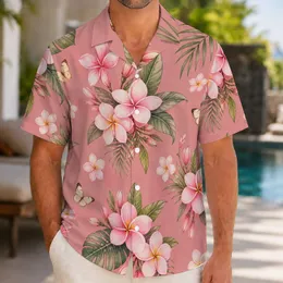 Pink Plumeria And Butterfly Garden For Beach Getaways And Summer Island Vacations Hawaiian Shirt