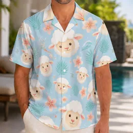 Whimsical Sheep Faces for Sunny Beach Days and Playful Island Escapes for Men's Vacations Hawaiian Shirt