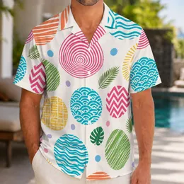Colorful Hand-Drawn Circles for Beach Vacations and Resort Weekends, Men’s Style Hawaiian Shirt