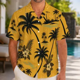 Mustard Palm Tree Silhouettes for Beach Holidays, Island Getaways, and Summer Travel Hawaiian Shirt