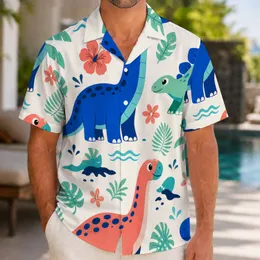 Playful Dinosaur Adventure for Sunny Vacations and Family Island Getaways Outdoors Hawaiian Shirt