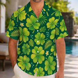 Lucky Clover Tropical Green Theme for St. Patrick's Day Beach Vacations and Men Everywhere Hawaiian Shirt