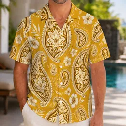 Golden Paisley Medallions for Resort Getaways and Summer Celebrations for Stylish Men Hawaiian Shirt