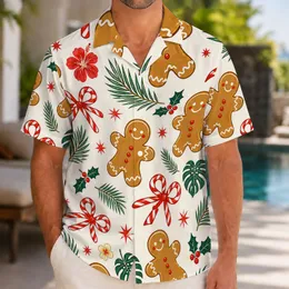Christmas Gingerbread Men, Candy Cane Bows And Tropical Cheer For Holiday Parties Hawaiian Shirt