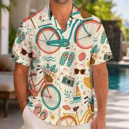 Bicycle Beach Holiday Motifs for Summer Vacations, Island Travel, and Weekend Getaways Hawaiian Shirt