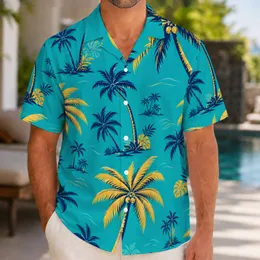 Tropical Coconut Palm Grove Motif For Beach Resorts, Summer Vacations And Men Hawaiian Shirt