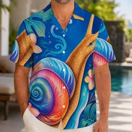 Colorful Snail Garden Scene for Beach Vacations and Summer Getaways, Nature Lovers Hawaiian Shirt