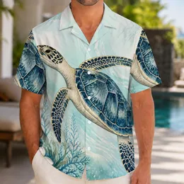 Sea Turtle Ocean Scene for Summer Beach Vacations, Island Getaways, and Men’s Travel Hawaiian Shirt