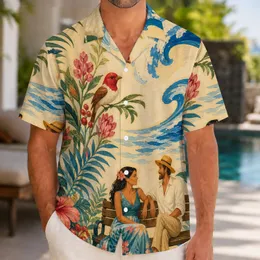 Tropical Birds, Flowers And Ocean Waves For Beach Holidays, Island Getaways By The Sea Hawaiian Shirt