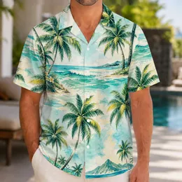 Teal Palm Tree Beach Escape for Sunny Vacations and Resort Days, Men’s Island Style Hawaiian Shirt