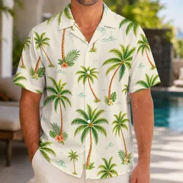Tropical Palm Trees for Beach Holidays and Island Getaways, Relaxed Men's Summer Style Hawaiian Shirt