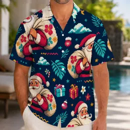 Santa Claus Pixel Holiday Cheer for Festive Winter Celebrations, Men’s Christmas Style Hawaiian Shirt