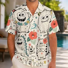 Whimsical Tropical Monster Doodles for Beach Holidays and Playful Weekend Getaways Hawaiian Shirt