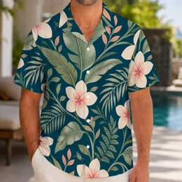 Teal Tropical Ferns And Pink Hibiscus For Beach Holidays, Island Trips And Resort Days Hawaiian Shirt