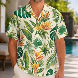 Monstera and Golden Tropical Flowers for Beach Vacations and Resort Days Hawaiian Shirt