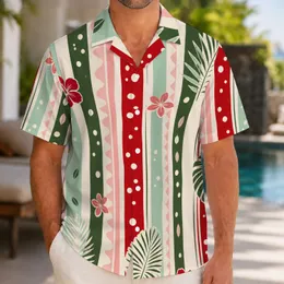 Coral Mint Green Vertical Stripes For Resort Getaways And Summer Vacation Style Hawaiian Shirt