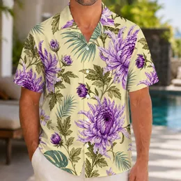 Purple Chrysanthemum Garden for Island Vacations and Sunny Resort Weekends for Men Hawaiian Shirt