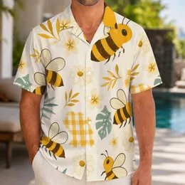 Golden Honeybees and Daisy Picnic Motifs for Sunny Resort Getaways and Garden Lovers Hawaiian Shirt