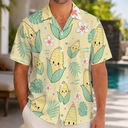 Cute Kawaii Corn Cob Characters for Beach Vacations, Summer Parties, and Foodie Fans Hawaiian Shirt