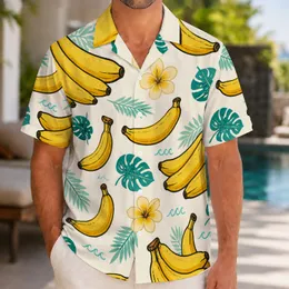 Yellow Banana Tropics for Beach Vacations and Island Getaways, Men’s Summer Style Hawaiian Shirt