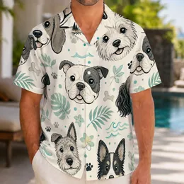 Playful Black And White Puppy Faces For Beach Holidays, Cruises, And Summer Getaways Hawaiian Shirt