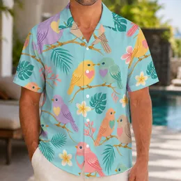 Pastel Heart Birds for Beach Holidays and Island Getaways, Cheerful Gift Idea for Families Hawaiian Shirt