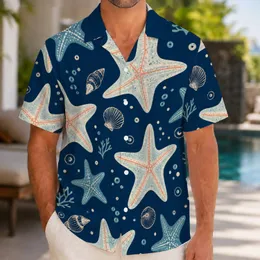 Starfish And Seashell Ocean Motifs For Beach Vacations And Coastal Weekends For Men Hawaiian Shirt