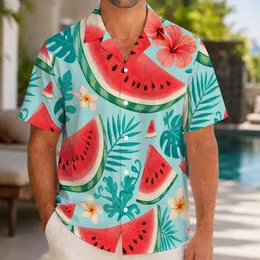 Watermelon Slice Tropical Motifs for Summer Getaways and Beach Days for Men Hawaiian Shirt