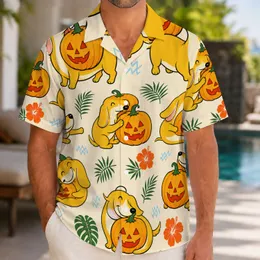Pumpkin Dachshund Halloween Party Style for Men, Beach Vacation and Autumn Festival Wear Hawaiian Shirt