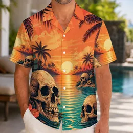 Tropical Skull Lagoon Sunset Escape for Beach Holidays and Island Vacation Style Hawaiian Shirt
