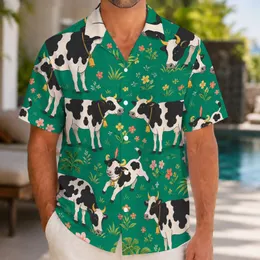 Black And White Cow Meadow Motifs For Farm Vacation Style And Summer Leisure For Men Hawaiian Shirt
