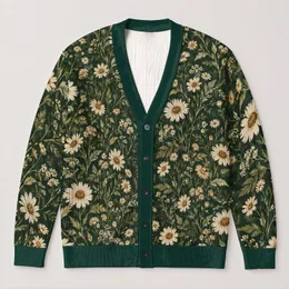 Vintage Cream Wildflower Meadow For Autumn Layering And Weekend Travel For Women All-over Print Knitted Cardigan