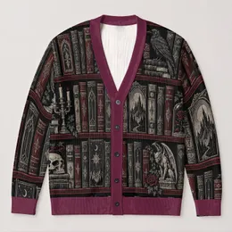 Gothic Book Spines for Dark Romance Reading Gifts, Fantasy Library Lovers and Readers All-over Print Knitted Cardigan