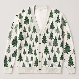 Green Christmas Tree Holiday Style for Festive Gatherings and Cozy Winter Layering All-over Print Knitted Cardigan