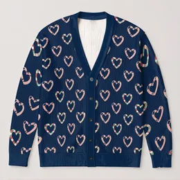 Candy Cane Heart Motifs for Festive Date Nights and Casual Layering for Women Everywhere All-over Print Knitted Cardigan