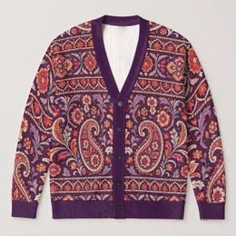 Bohemian Paisley Floral Motifs For Everyday Layering And Artistic Casual Style Looks All-over Print Knitted Cardigan