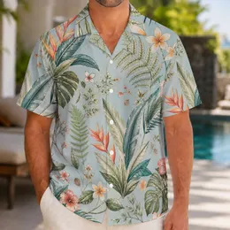 Tropical Palm Botanical Resort Wear for Beach Vacations and Island Getaways Style Hawaiian Shirt