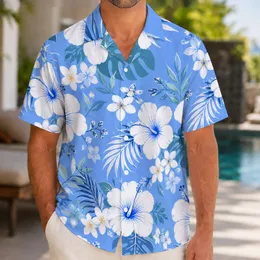 Blue Hibiscus Botanical Motifs for Island Vacations, Beach Getaways, and Couples Hawaiian Shirt