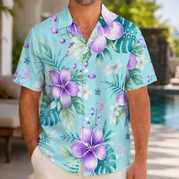 Aqua Plumeria Floral Beach Style for Tropical Vacations and Island Getaways for Couples Hawaiian Shirt
