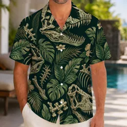 Dinosaur Skull Jungle Relic Motifs for Beach Parties, Festivals, and Streetwear Men Hawaiian Shirt
