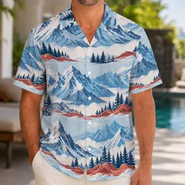 Snowy Mountain Stripes for Alpine Getaways, Cabin Weekends, and Scenic Winter Escapes Hawaiian Shirt