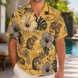 Black Rat And Hibiscus Tropical Motifs For Island Vacations, Beach Days, And Rat Lovers Hawaiian Shirt