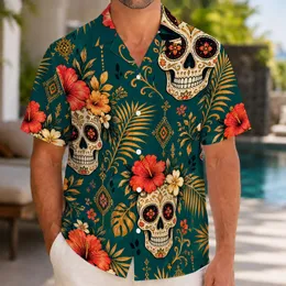 Luxury Sugar Skull Hibiscus Style For Beach Festivals And Nightlife Statement Men Hawaiian Shirt