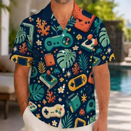 Retro Game Controller Tropical Icons for Vacation Streetwear and Gamer Gifts All Summer Hawaiian Shirt