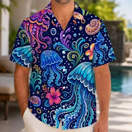 Colorful Jellyfish Ocean Motifs for Tropical Vacations, Festivals, and Casual Style Hawaiian Shirt