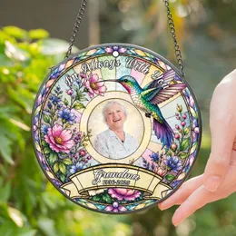Personalized Memorial Hummingbird Suncatcher – Custom Photo, Name & Dates Window Hanging, Sympathy Gift