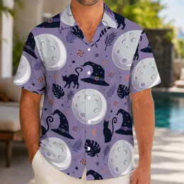 Moonlit Halloween Motifs for Spooky Season Getaways and Fall Vacation Party Style Hawaiian Shirt